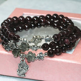 Garnet Beaded Bangle 3-Layer Bracelet for Women B2100