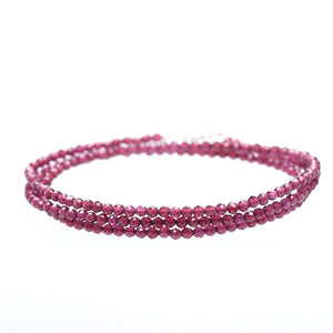Garnet Stone Bracelet Faceted Beads Princess Necklace Women Gift