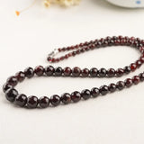 Faceted Garnet Crystal Beads Necklace - Tower Chain Style