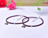 Garnet Anklet with Zhaocai Cat Accessories DIY Hand-Woven 3MM Ornaments
