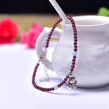 Garnet Anklet with Zhaocai Cat Accessories DIY Hand-Woven 3MM Ornaments