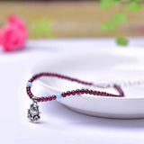 Garnet Anklet with Zhaocai Cat Accessories DIY Hand-Woven 3MM Ornaments