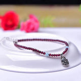 Garnet Anklet with Zhaocai Cat Accessories DIY Hand-Woven 3MM Ornaments
