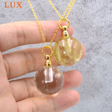 Clear Quartz Crystal Perfume Bottle Pendant Necklace