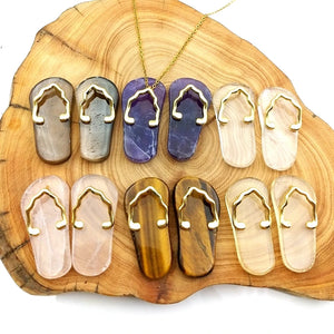 Gemstone Pendant Slippers Amethysts Rose Quartz Necklace DIY