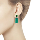 Diopside & Agate Earrings in 925 Sterling Silver - Jewelry Gift For Women