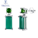 Diopside & Agate Earrings in 925 Sterling Silver - Jewelry Gift For Women