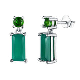 Diopside & Agate Earrings in 925 Sterling Silver - Jewelry Gift For Women