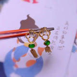 Chalcedony Tassel Craft Earrings Chinese Retro Silver Jewelry
