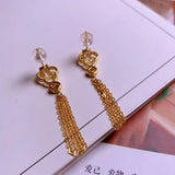 Chalcedony Tassel Earrings Chinese Retro Silver Jewelry