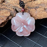 Silk Jade Clover Pendant for Women - Violet Jade Leaf Sweater Chain
