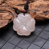 Silk Jade Clover Pendant for Women - Violet Jade Leaf Sweater Chain