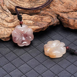 Silk Jade Clover Pendant for Women - Violet Jade Leaf Sweater Chain