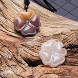 Silk Jade Clover Pendant for Women - Violet Jade Leaf Sweater Chain