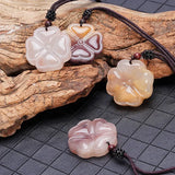 Silk Jade Clover Pendant for Women - Violet Jade Leaf Sweater Chain