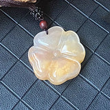 Silk Jade Clover Pendant for Women - Violet Jade Leaf Sweater Chain