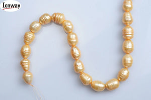 Golden Freshwater Pearl 11-12mm 15in DIY Necklace Bracelet Earring