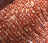 Golden Strawberry Sunstone Faceted Cube Stone Bead for Jewelry DIY
