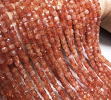 Golden Strawberry Sunstone Faceted Cube Stone Bead for Jewelry DIY