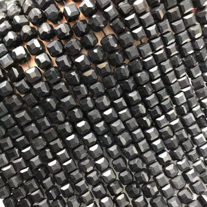 Natural Graphite 6mm Cube Faceted Beads for Jewelry Making