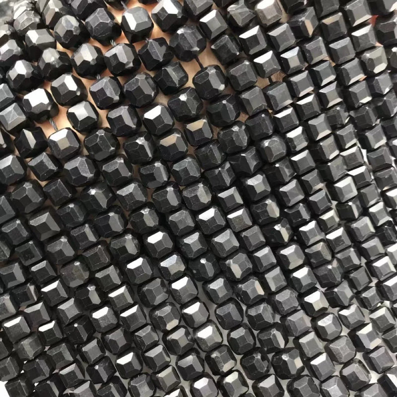 Natural Graphite 6mm Cube Faceted Beads for Jewelry Making