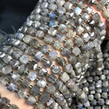 Gray Moonstone 6-7mm Cube Faceted Beads for Jewelry Making