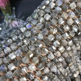 Gray Moonstone 6-7mm Cube Faceted Beads for Jewelry Making