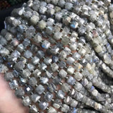 Gray Moonstone 6-7mm Cube Faceted Beads for Jewelry Making