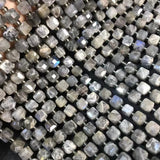 Gray Moonstone 6-7mm Cube Faceted Beads for Jewelry Making