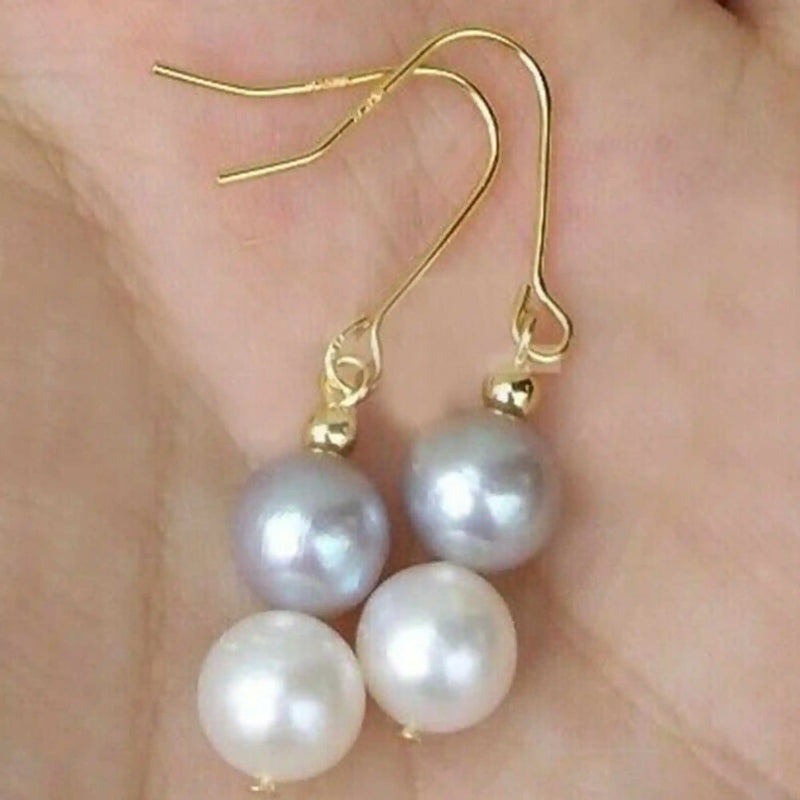 Natural Gray South Sea Pearl 14K Earrings Gift Jewelry