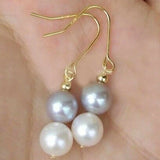 Natural Gray South Sea Pearl 14K Earrings Gift Jewelry