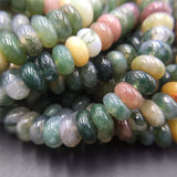 Green Indian Agate Rondelle Stone Beads for DIY Jewelry Making