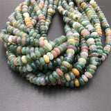 Green Indian Agate Rondelle Stone Beads for DIY Jewelry Making