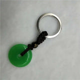 Natural Green Agate Safety Buckle Amulet Jewelry Locket Keychain