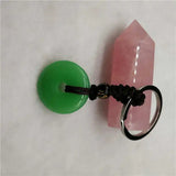 Natural Green Agate Safety Buckle Amulet Jewelry Locket Keychain