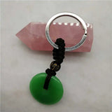 Natural Green Agate Safety Buckle Amulet Jewelry Locket Keychain