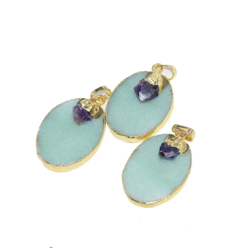 Green Aventurine Quartz Oval Pendant for Women Necklace