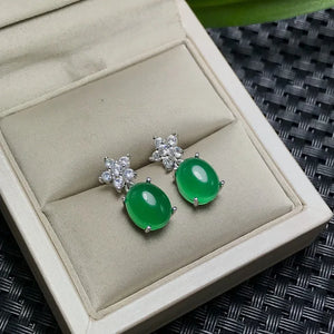 Green Chalcedony Earrings 925 Sterling Silver Special Promotion