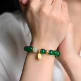 Green Chalcedony Beads Bracelet Classic Charm Bangle Jewelry