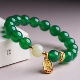 Green Chalcedony Beads Bracelet Classic Charm Bangle Jewelry