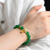 Green Chalcedony Beads Bracelet Classic Charm Bangle Jewelry