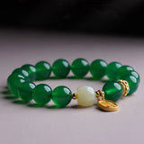 Green Chalcedony Beads Bracelet Classic Charm Bangle Jewelry