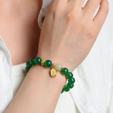 Green Chalcedony Beads Bracelet Classic Charm Bangle Jewelry