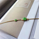 Natural Green Chalcedony Noodle Fish Bracelet Chinese Retro Charm Silver Jewelry