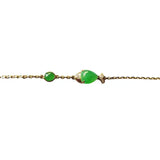 Natural Green Chalcedony Noodle Fish Bracelet Chinese Retro Charm Silver Jewelry