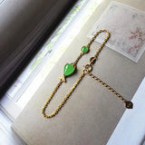Natural Green Chalcedony Noodle Fish Bracelet Chinese Retro Charm Silver Jewelry