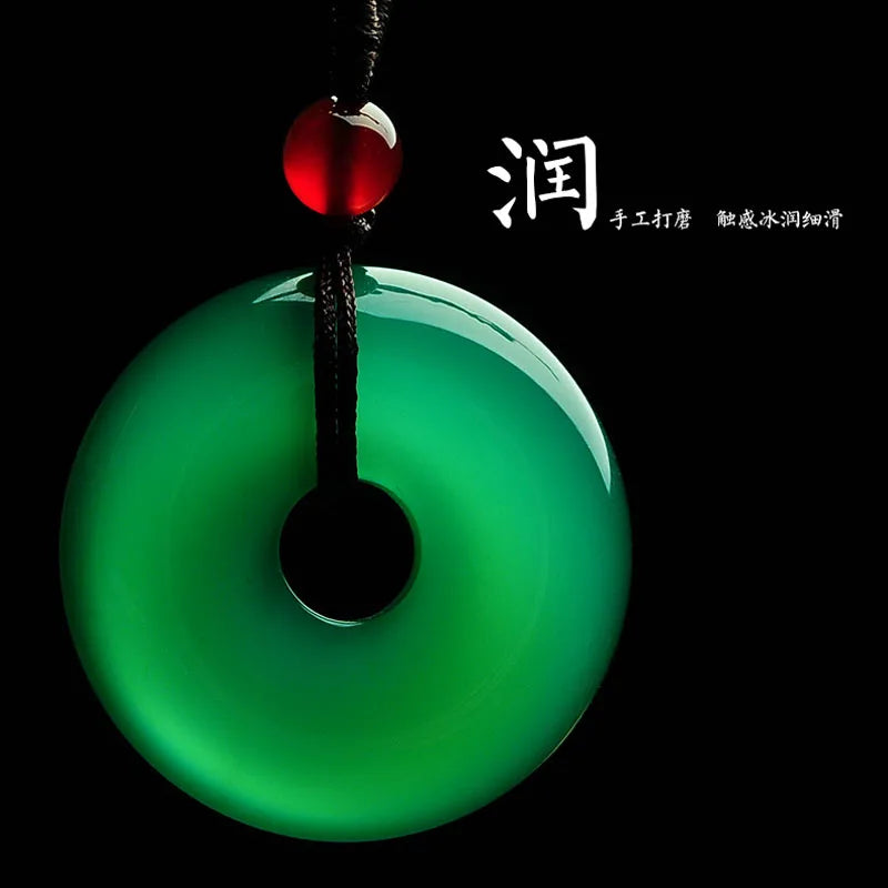 Green Chalcedony Safety Buckle Pendant for Men and Women