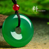 Green Chalcedony Safety Buckle Pendant for Men and Women