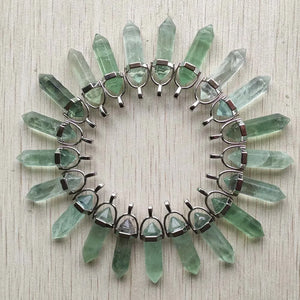24pcs Green Fluorite Pillar Charms Chakra Pendants for Jewelry Making