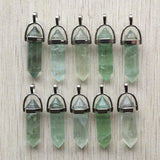 24pcs Green Fluorite Pillar Charms Chakra Pendants for Jewelry Making